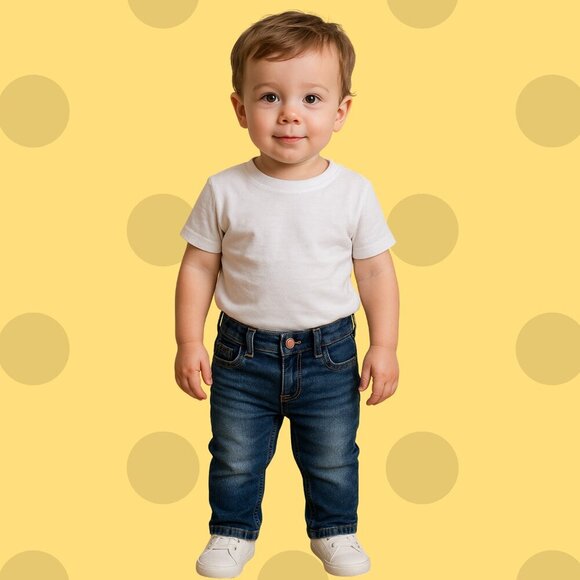 Cat & Jack Toddler Boy Super Stretch Jeans Dark Wash Blue Denim Size 2T - Picture 1 of 7